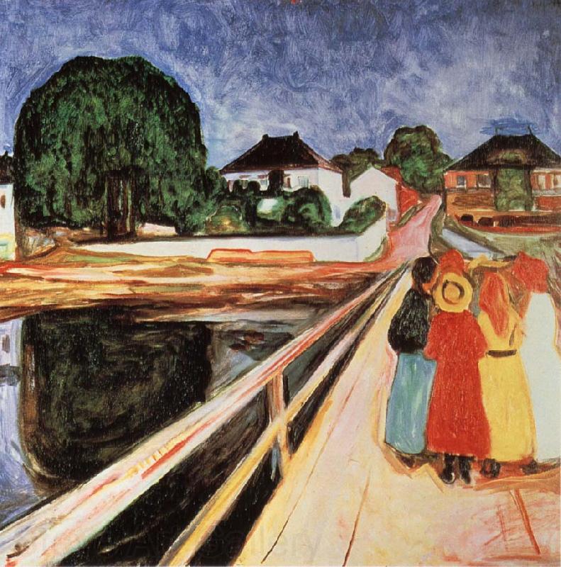 Edvard Munch Four girls on a bridge